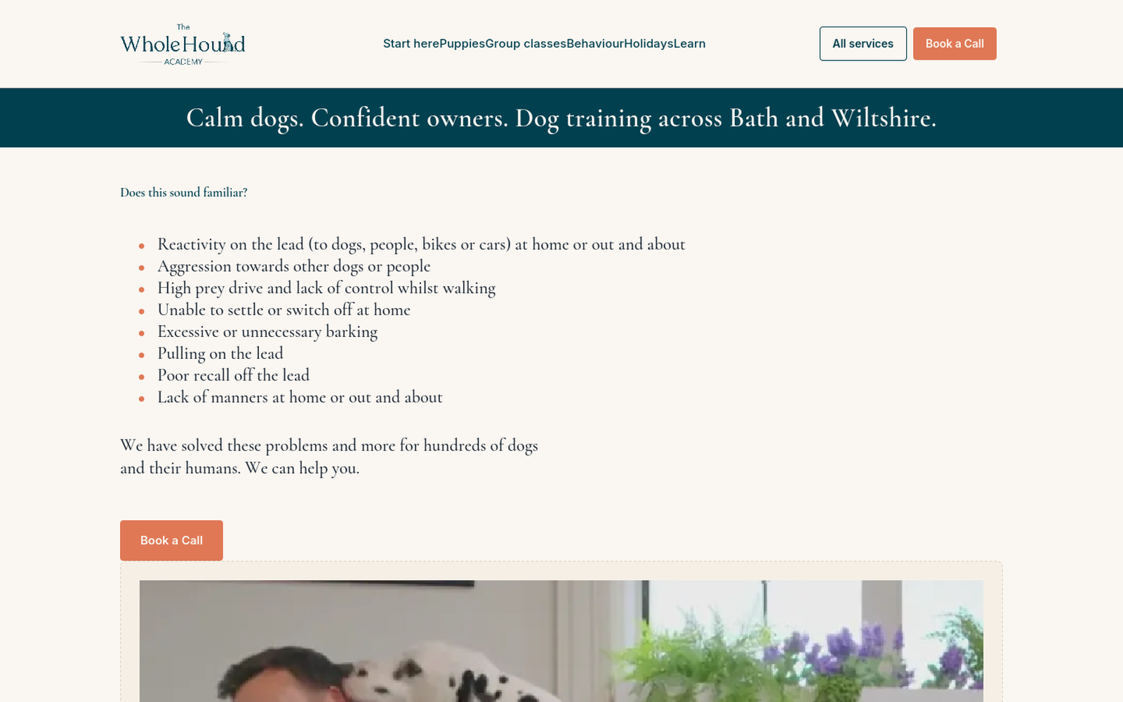 After: the rebuilt Whole Hound Academy marketing site